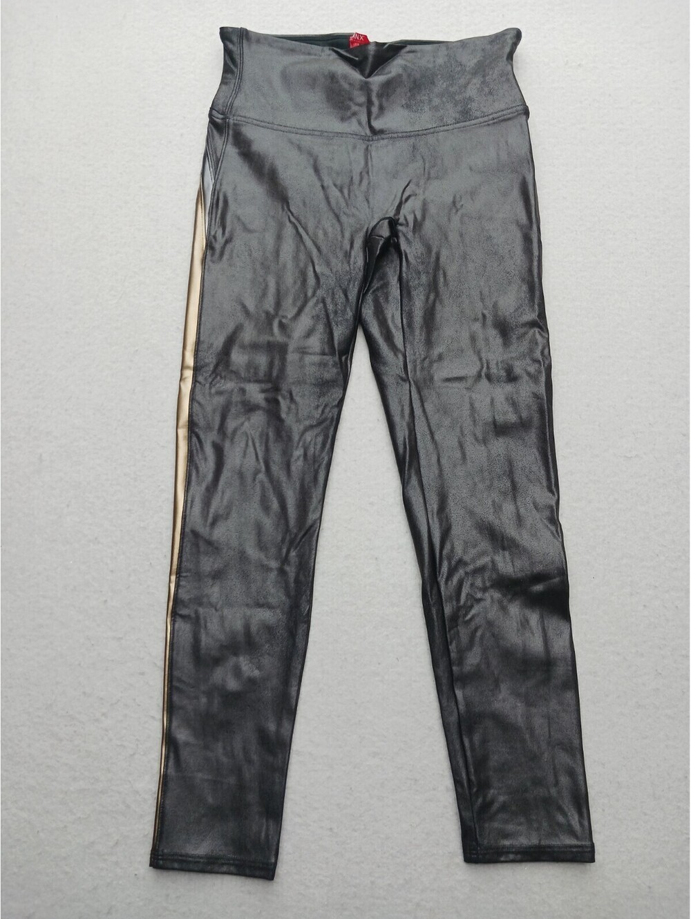 Spanx Women's Leggings Size M Grey/Black Jogger Faux Leather Activewear